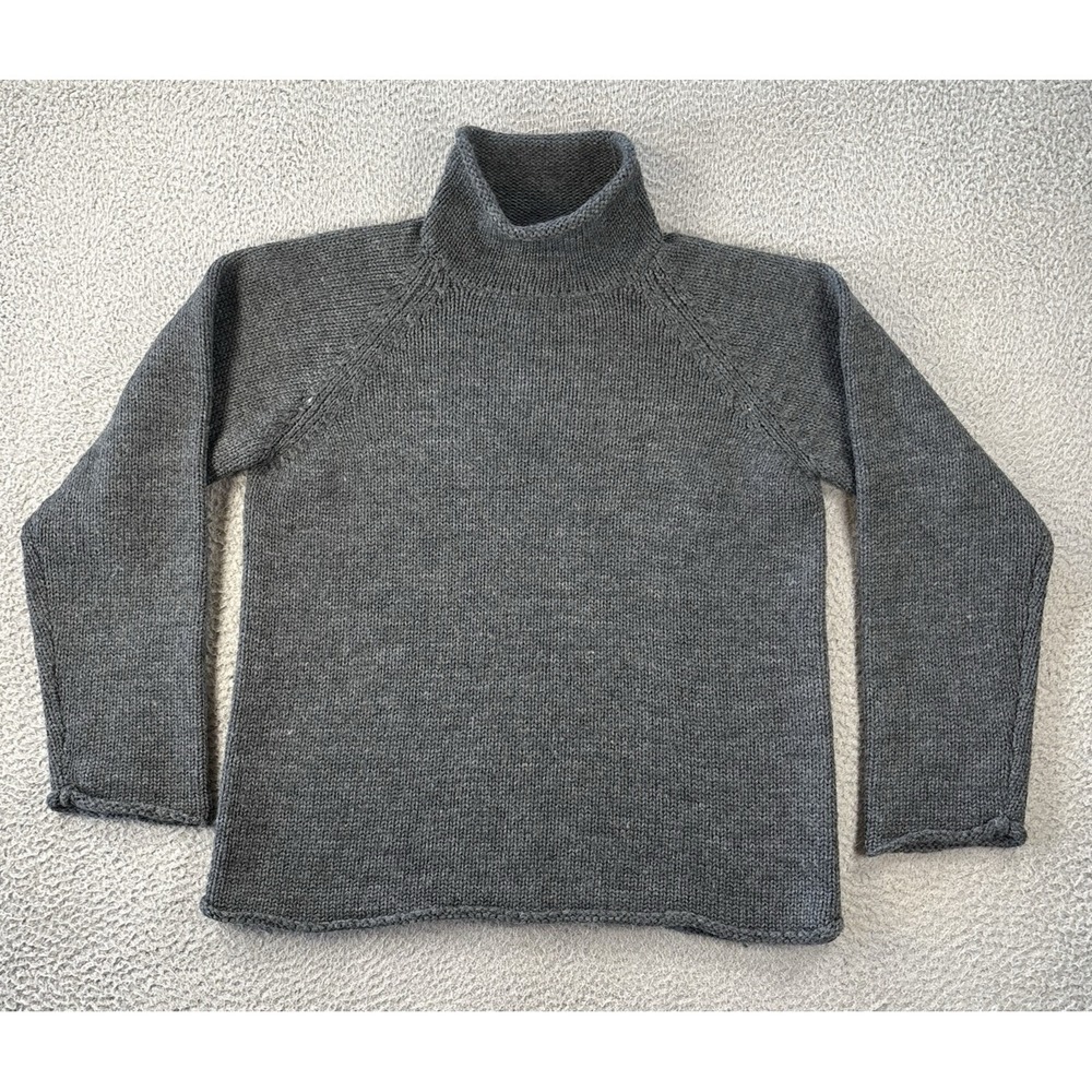 Vintage‎ J Crew Roll Neck Sweater Mens M Oarsman Fisherman Charcoal Gray Wool